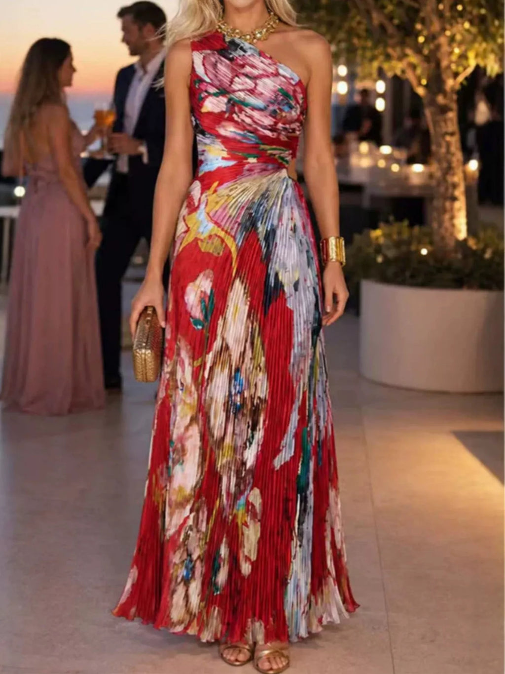 The Bloom Gala One-Shoulder Maxi Dress