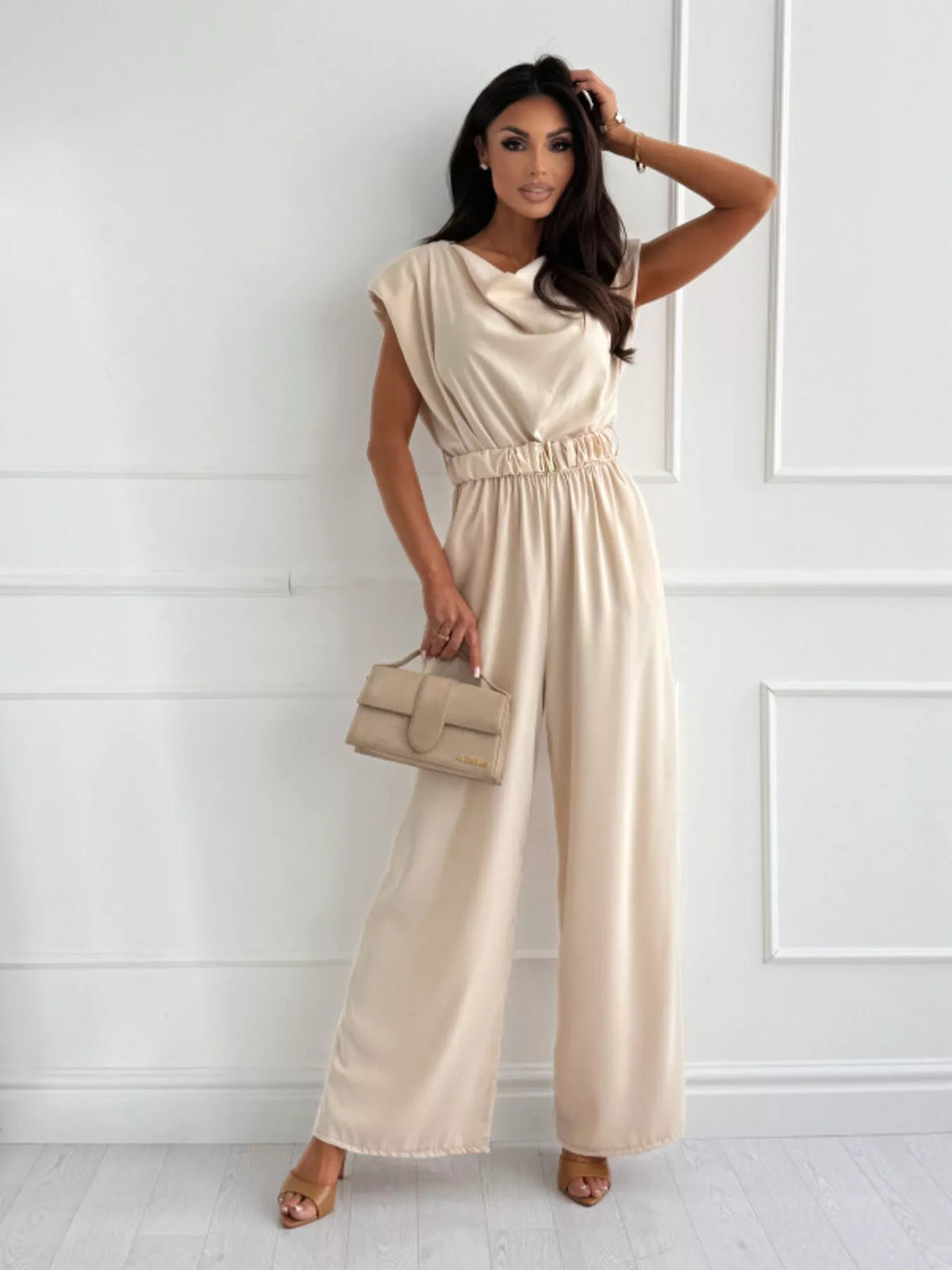 The Social Hour Belted Cowl-Neck Jumpsuit