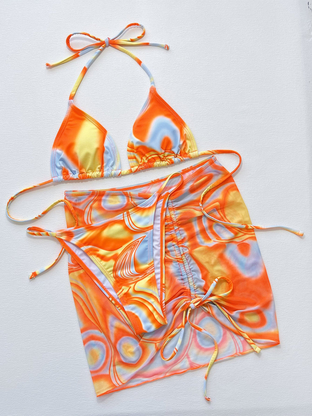 The Rainbow Ruched Drawstring Bikini Set