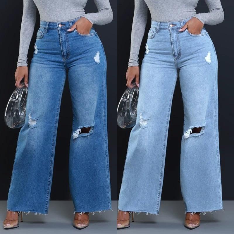 The Off-Duty Rebel Ripped Wide-Leg Jeans