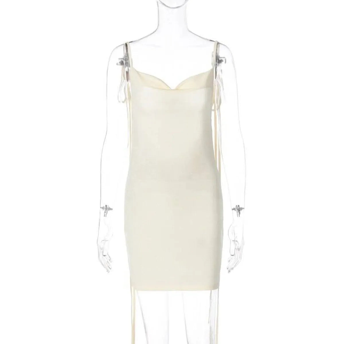Cowl Neck Spaghetti Strap Backless Maxi Dress | Trailing Tie Back