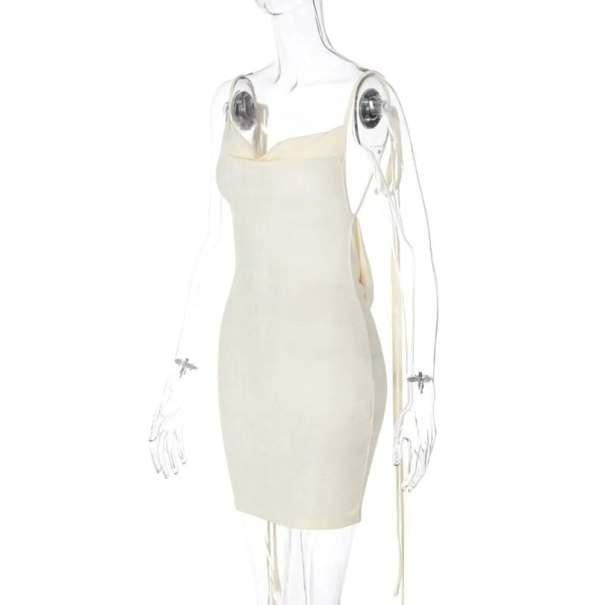 Cowl Neck Spaghetti Strap Backless Maxi Dress | Trailing Tie Back