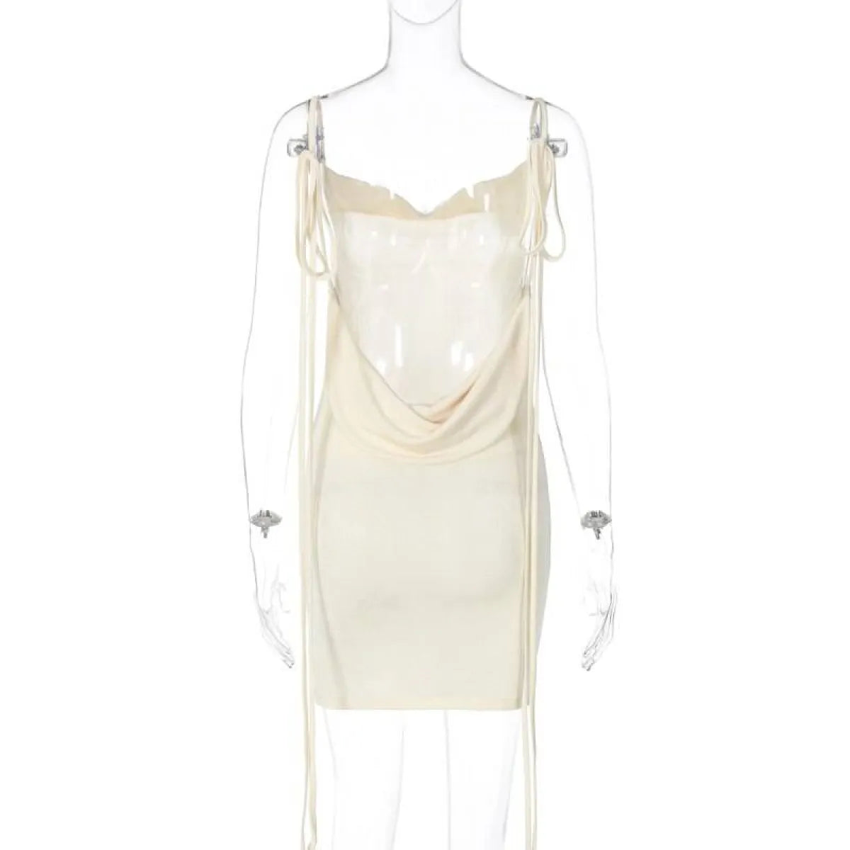 Cowl Neck Spaghetti Strap Backless Maxi Dress | Trailing Tie Back