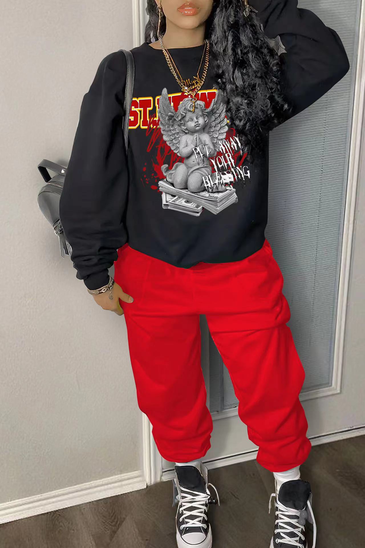 Printed Hoodie Two-piece Set See size chart under “more details”