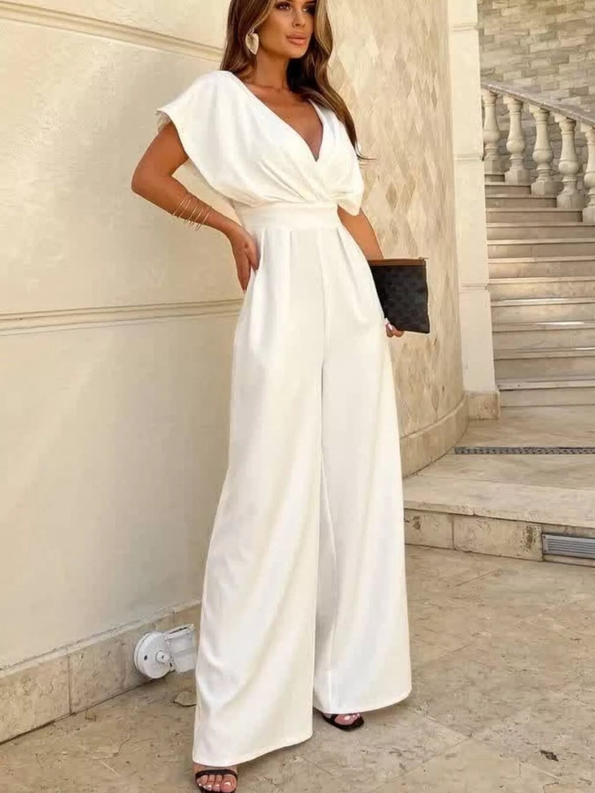The Grand Social Surplice Wide-Leg Jumpsuit
