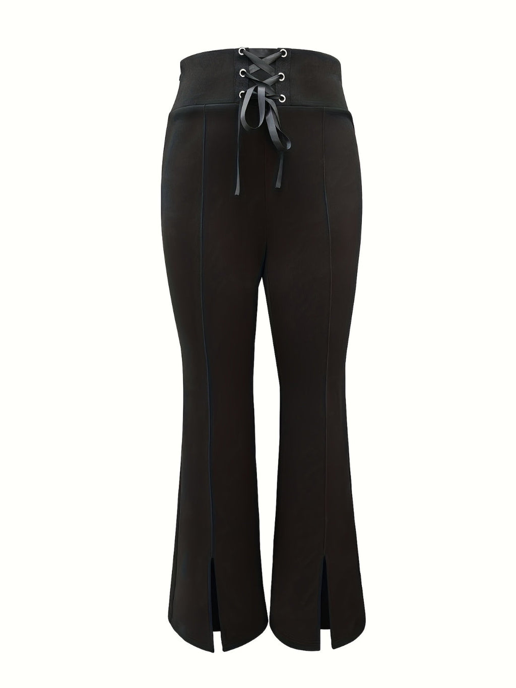 LuxeStyle Lace Up Slit Bootcut Pants – Stylish Crisscross Design See size chart under “more details”