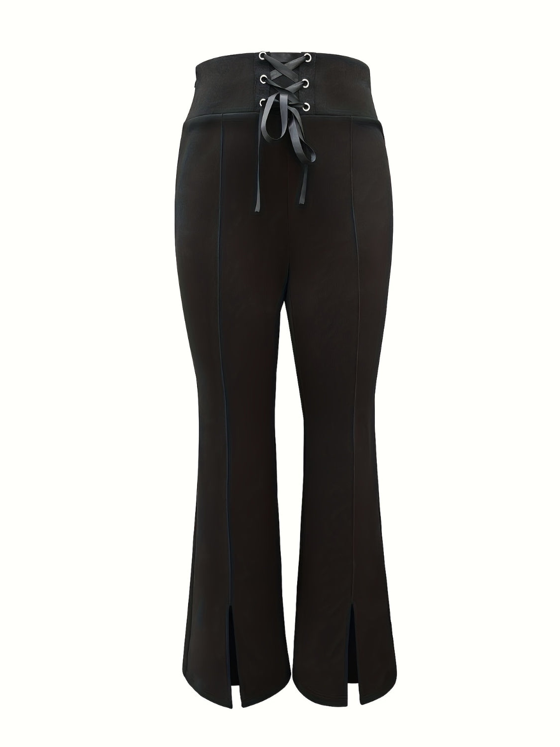 LuxeStyle Lace Up Slit Bootcut Pants – Stylish Crisscross Design See size chart under “more details”