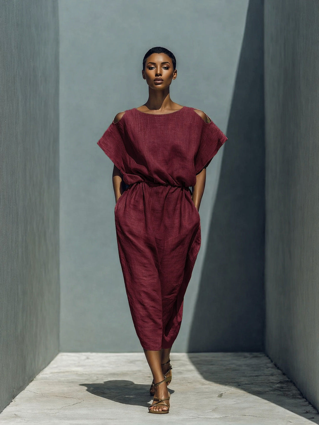 Batwing Sleeve Off-Shoulder Maxi Dress | Women's Elastic Waist in 4 Colors