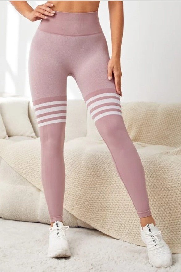 Blaire Sport Gym Babe Striped High-Waist Leggings