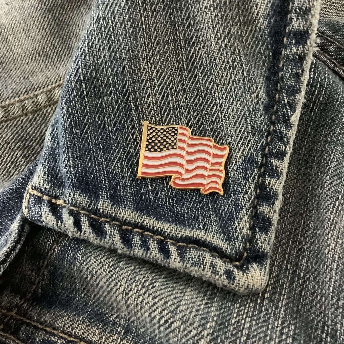 Waving American Flag Enamel Pin