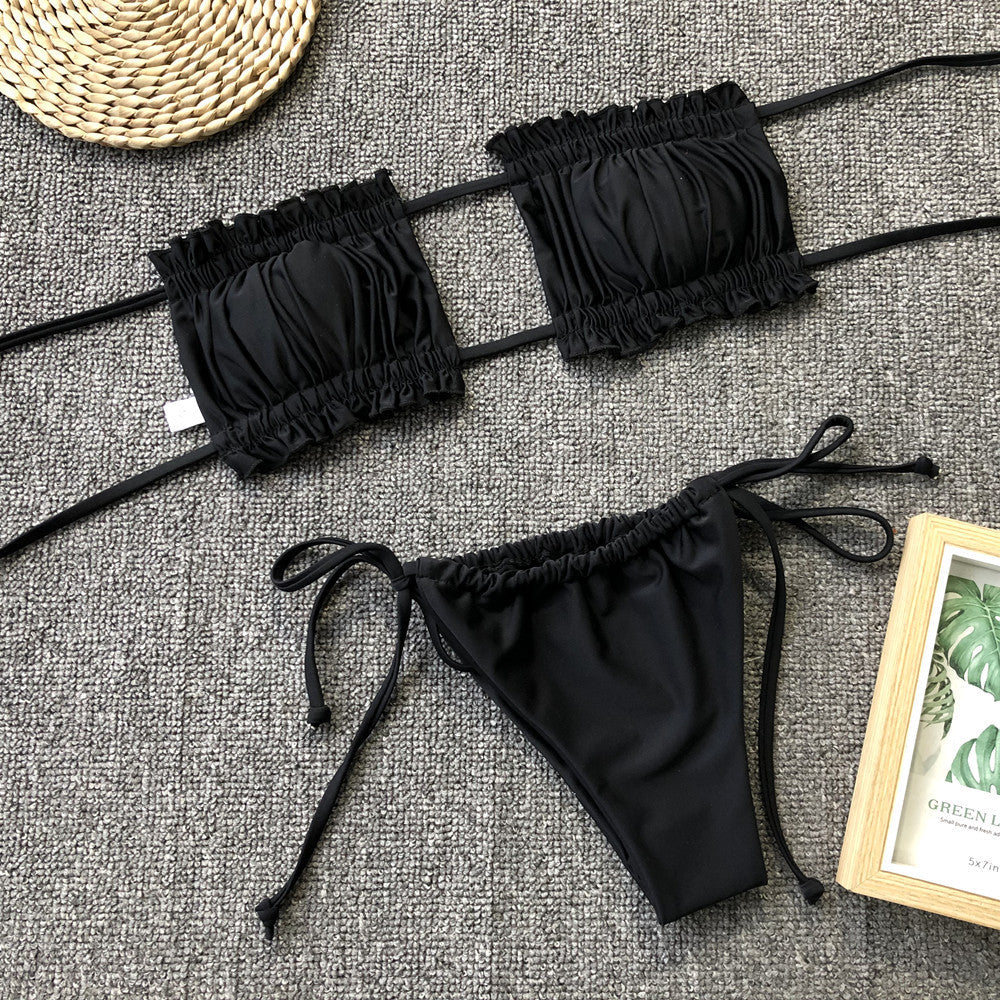 The Frill Trim Ruched Bikini Set