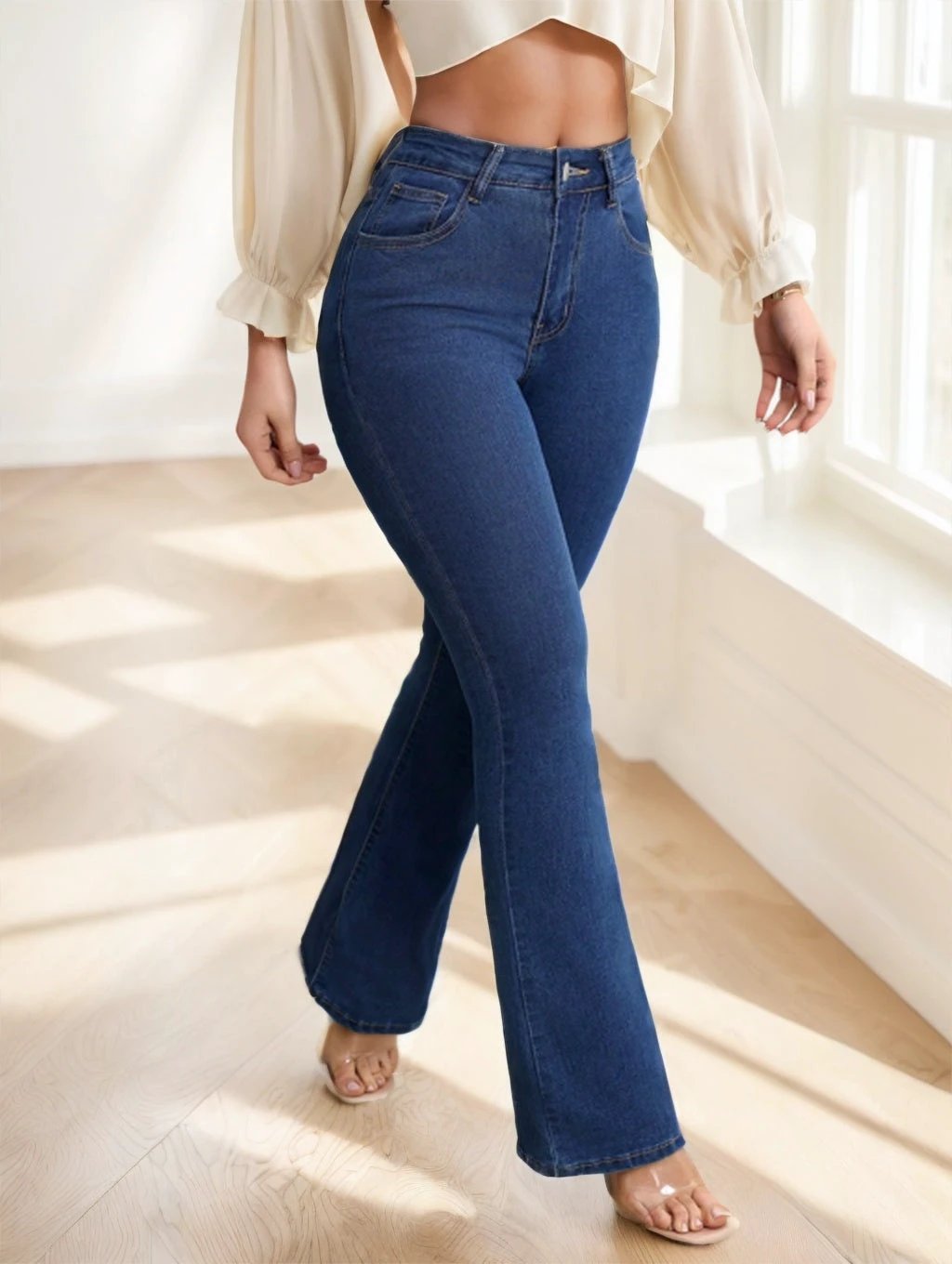 The Everyday Poise Denim-Look Flared Pants