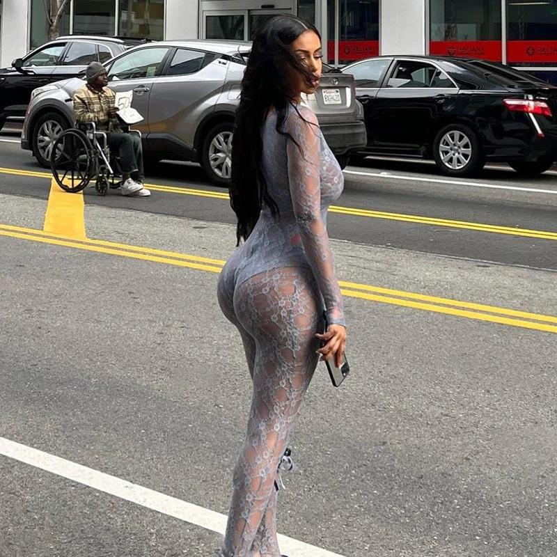 The Bow Romance Sheer Lace Jumpsuit