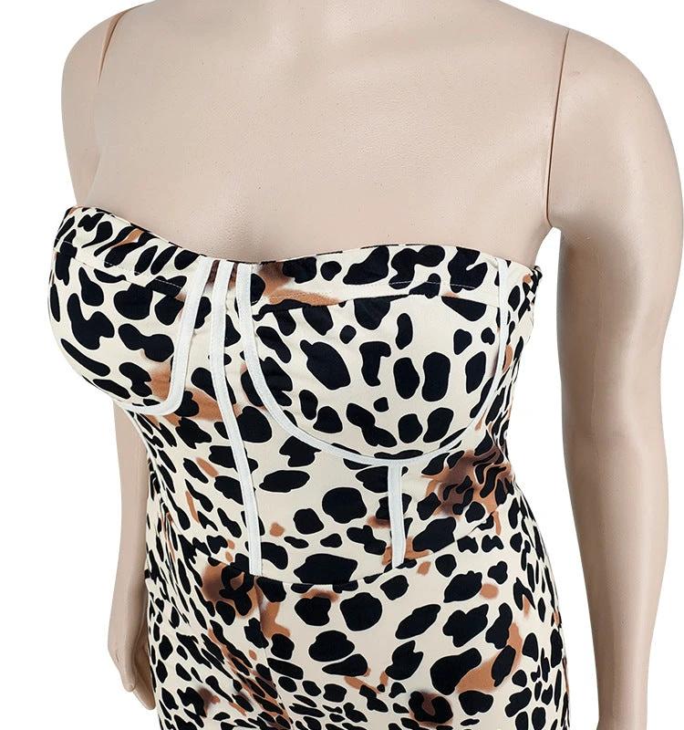The Wild Poise Strapless Leopard Romper
