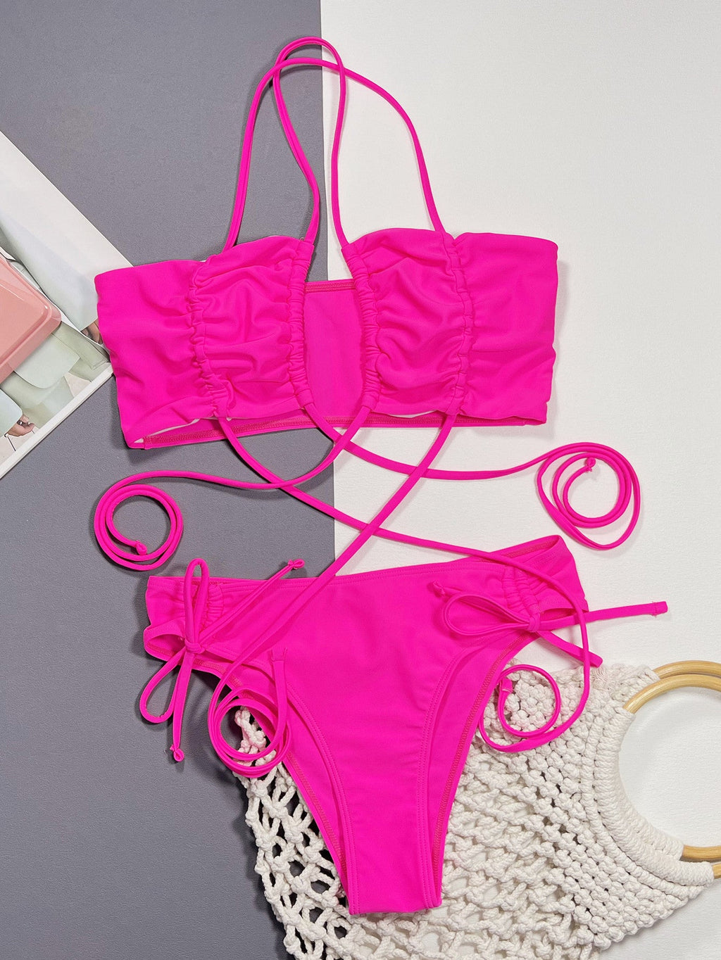 The Pink Escape Crisscross Halter Bikini