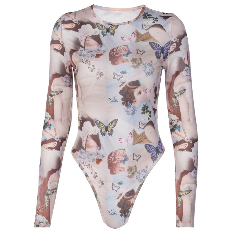 The Gallery Muse Long-Sleeve Printed Bodysuit