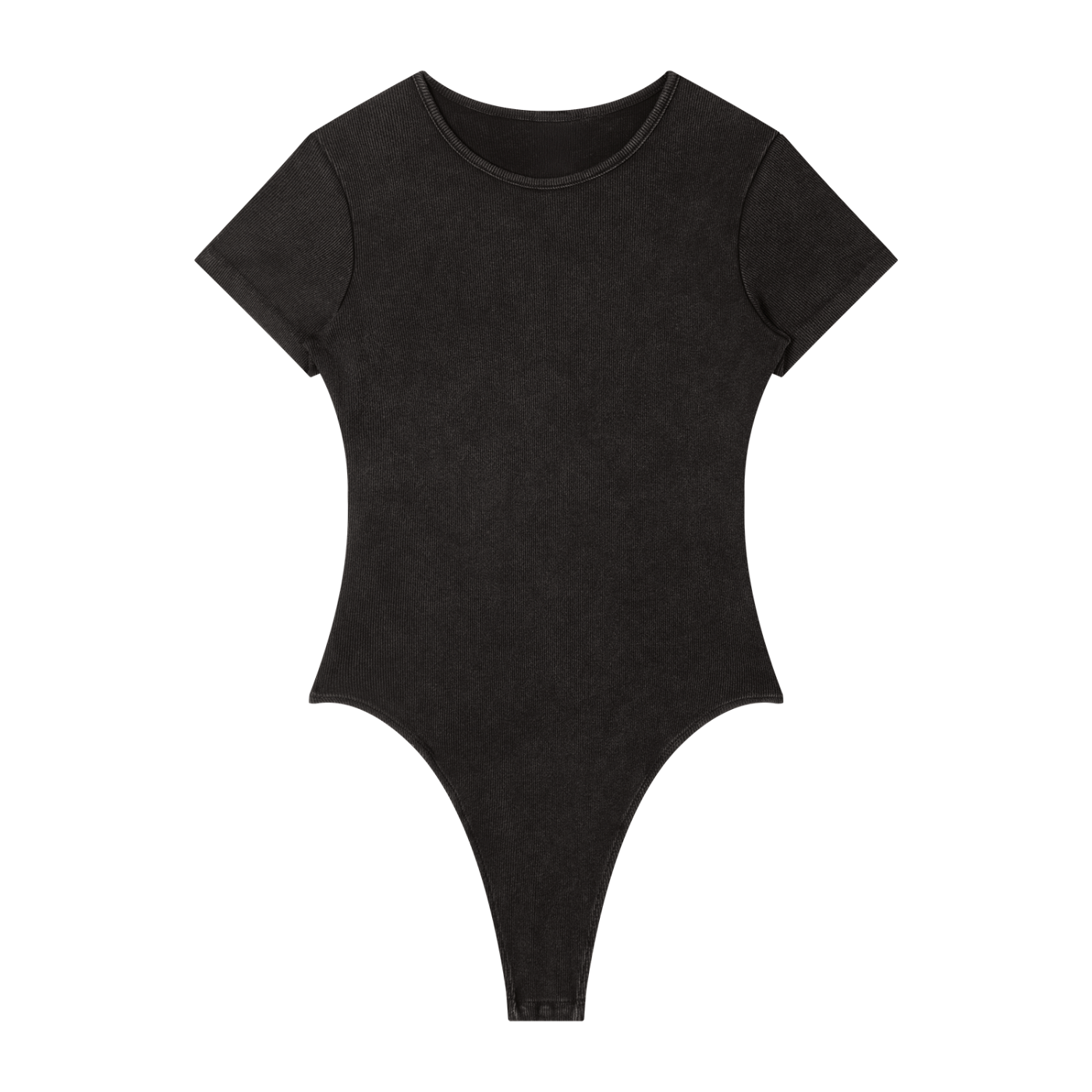 Mineral Wash Ribbed Crew Neck Short Sleeve Bodysuit