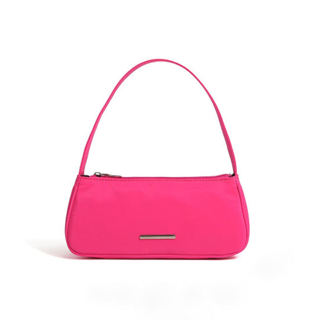 Nylon Mini Baguette Shoulder Bag | Silver Bar Hardware