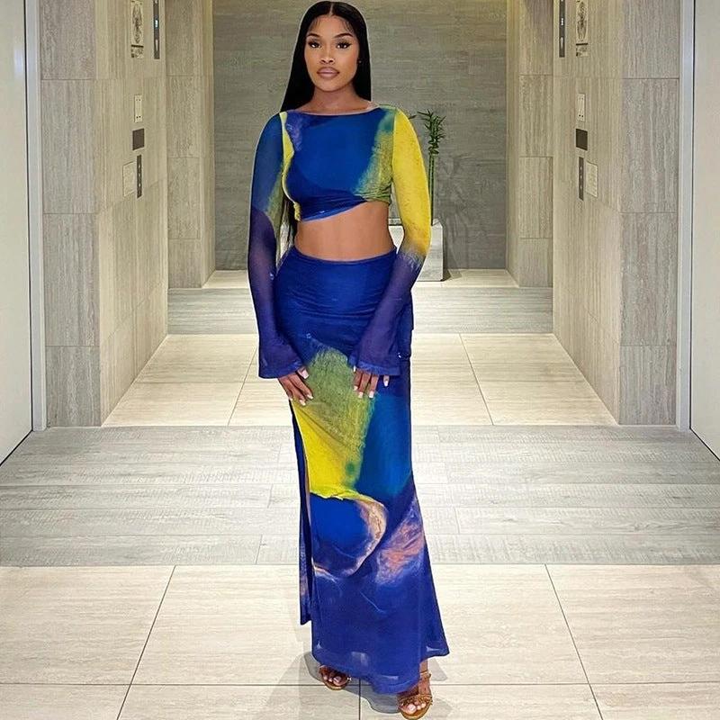 The Gallery Flow Bell-Sleeve Top & Maxi Skirt Set