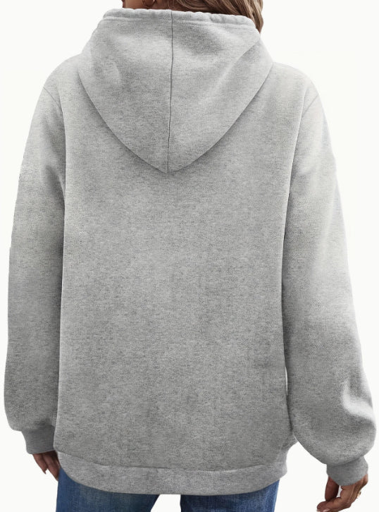 European And American Women's Autumn And Winter Letter Printed Kangaroo Pocket Hoodie