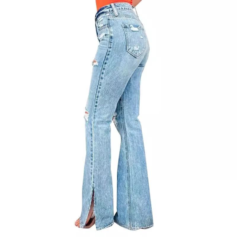 The Denim Rebel Ripped Split-Hem Jeans