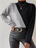 The Uptown Contrast Cable-Knit Mock Neck Sweater