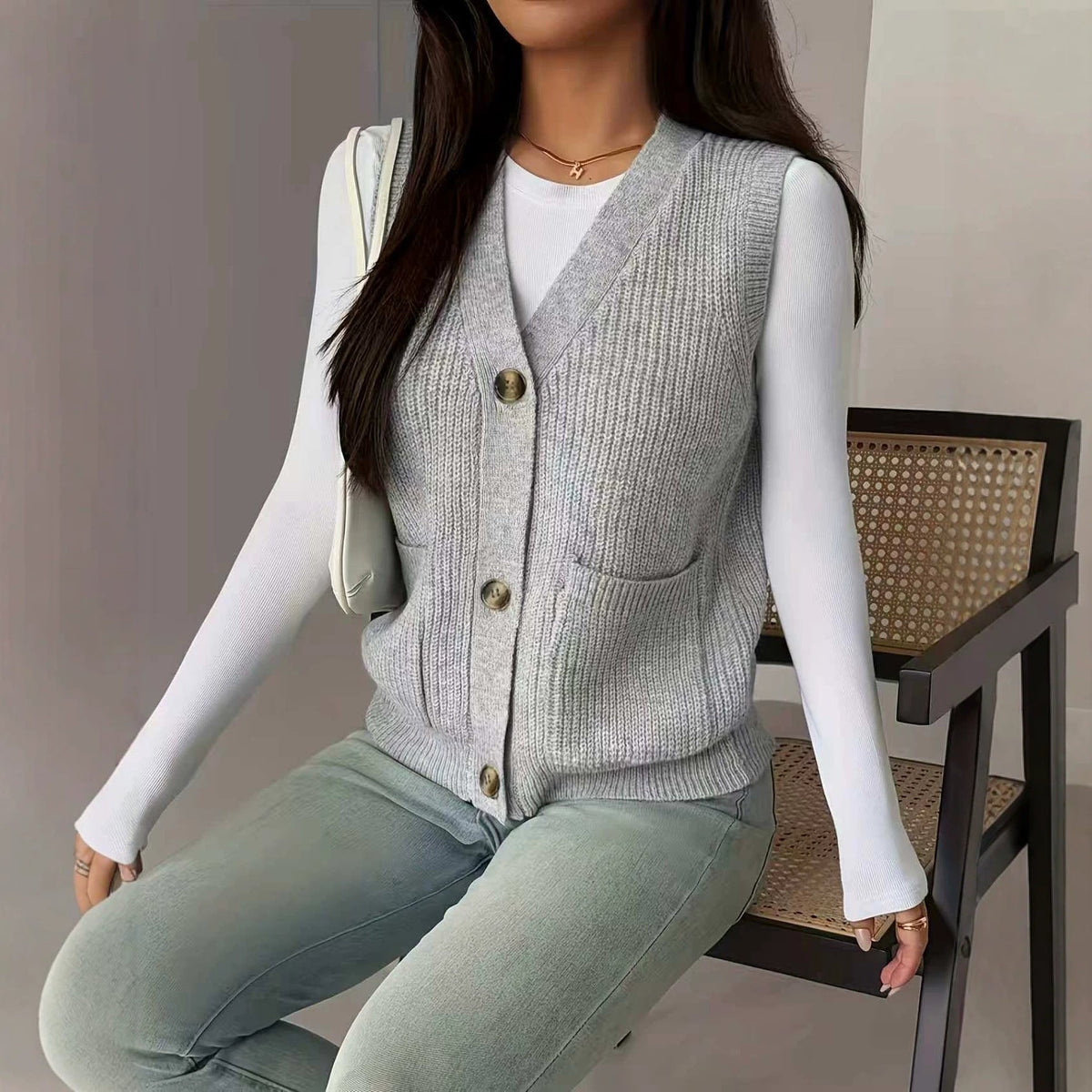 The Café Layer Button-Front Sweater Vest