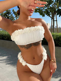 The White Bloom Appliqué Bandeau Bikini