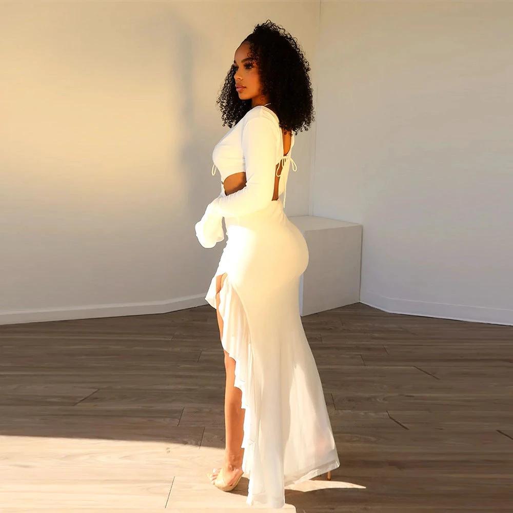 The White Reverie Cutout High-Low Dress