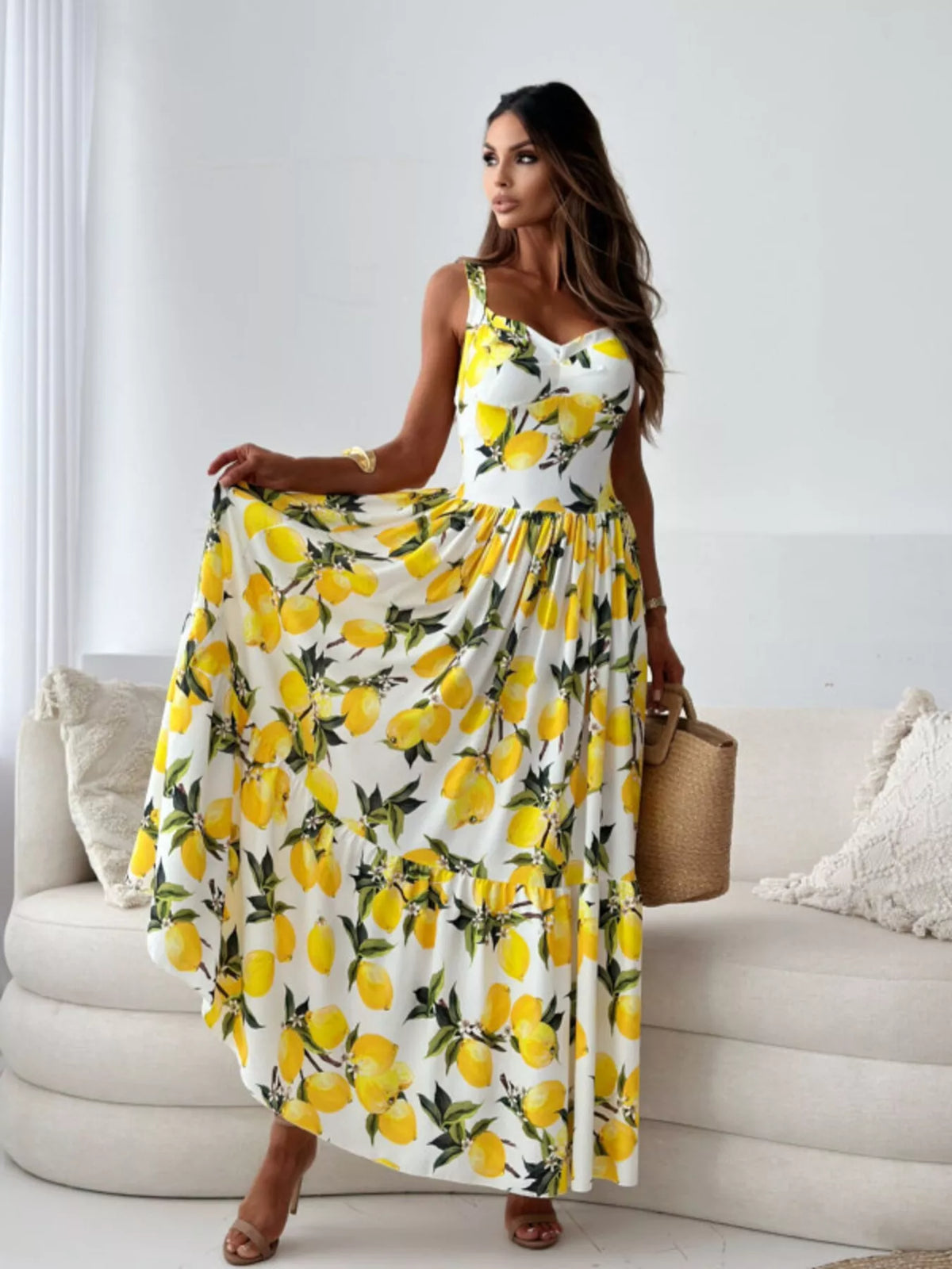 The Lemon Riviera Tiered Maxi Dress