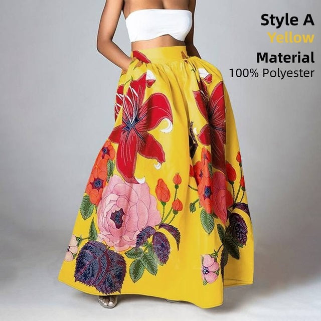 The Garden Escape Yellow Floral Maxi Skirt