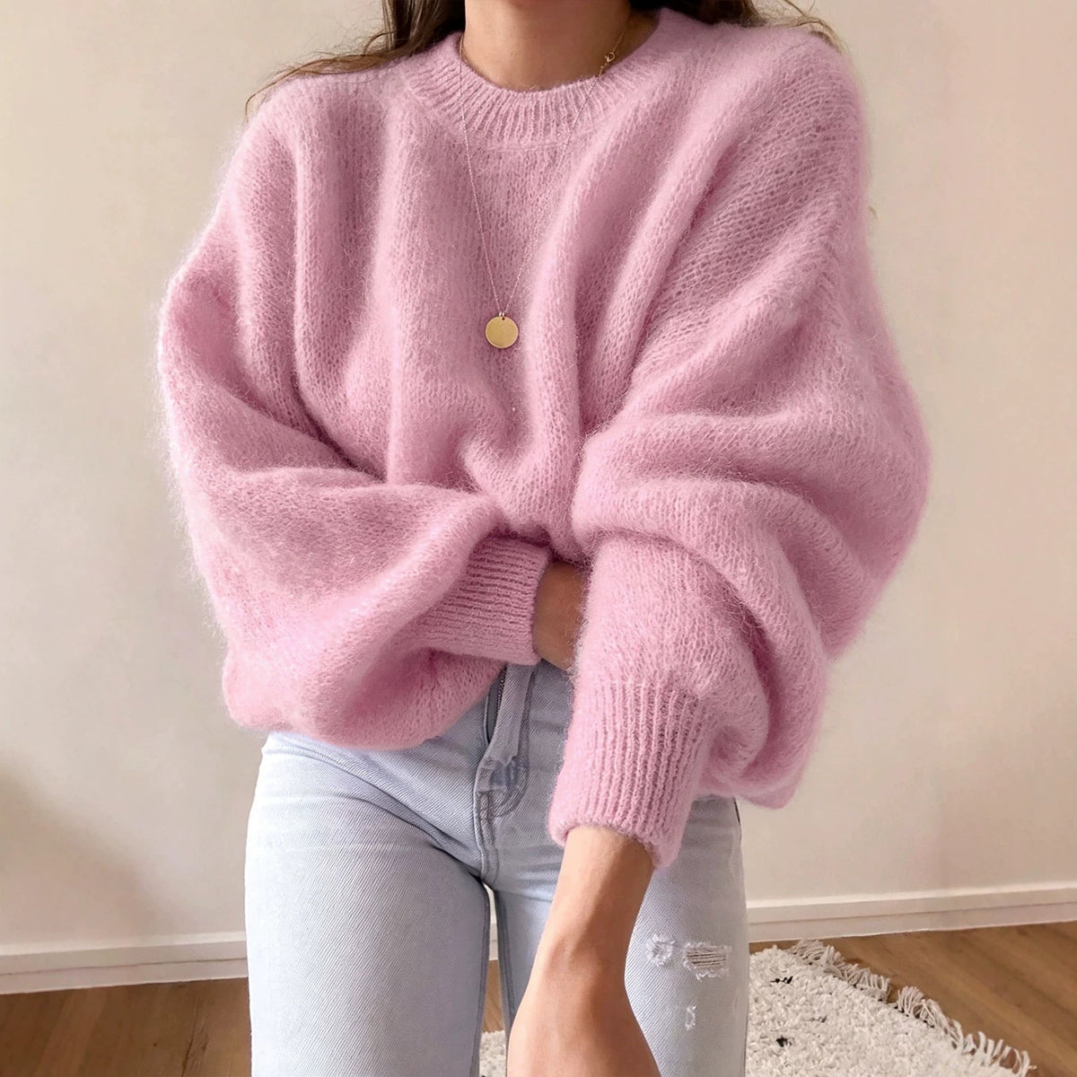 The Rosy Reverie Crew-Neck Knit Sweater