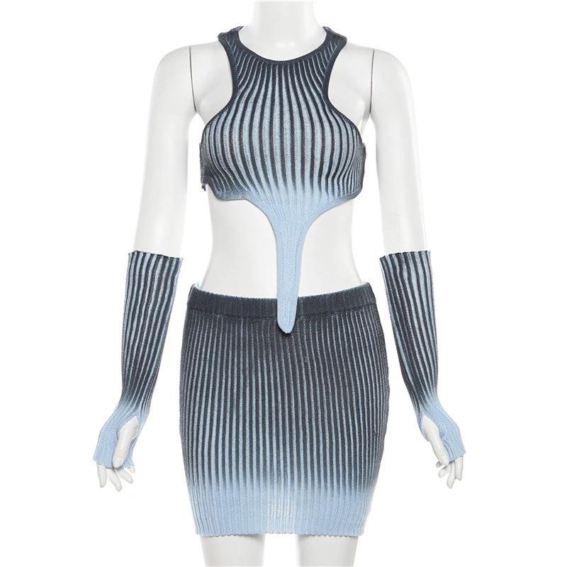 The Blue Hour Gradient Knit Skirt Set