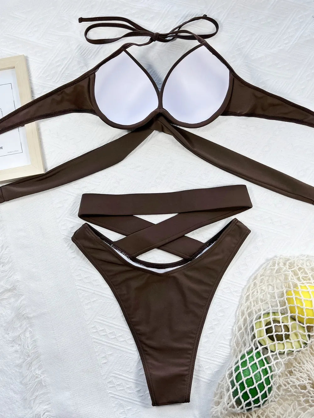 The Crossed Coast Halter Bikini Set