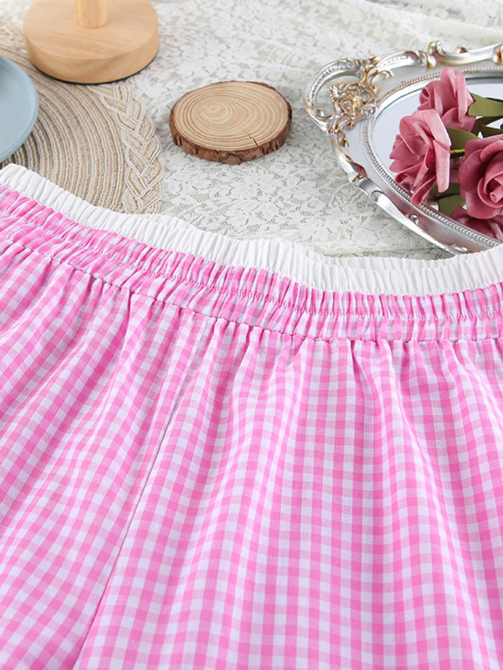 The Pink Check-In Gingham Pajama Set
