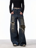 The Camo Rebel Distressed Wide-Leg Jeans