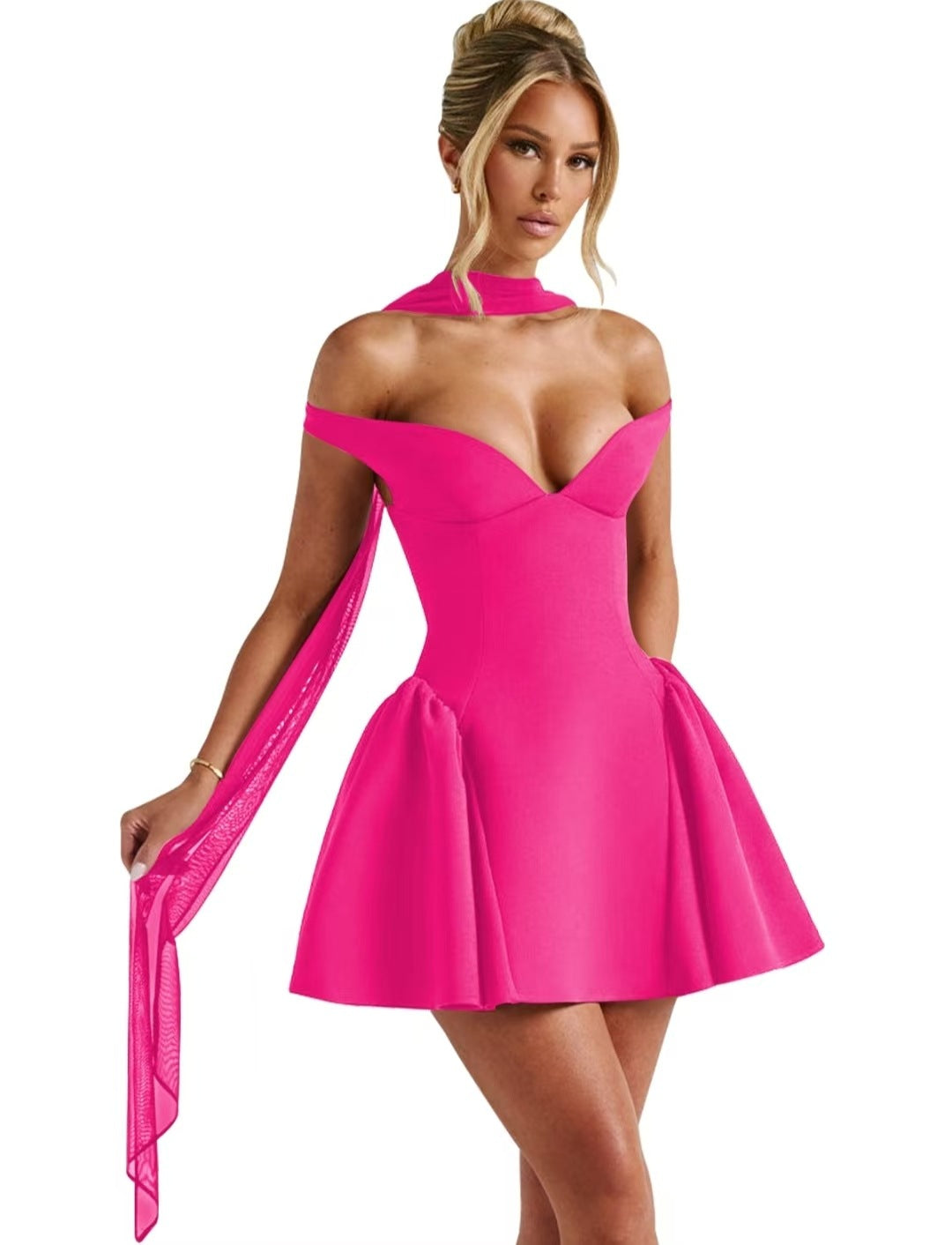 The Poised Romance Off-Shoulder Flared Dress