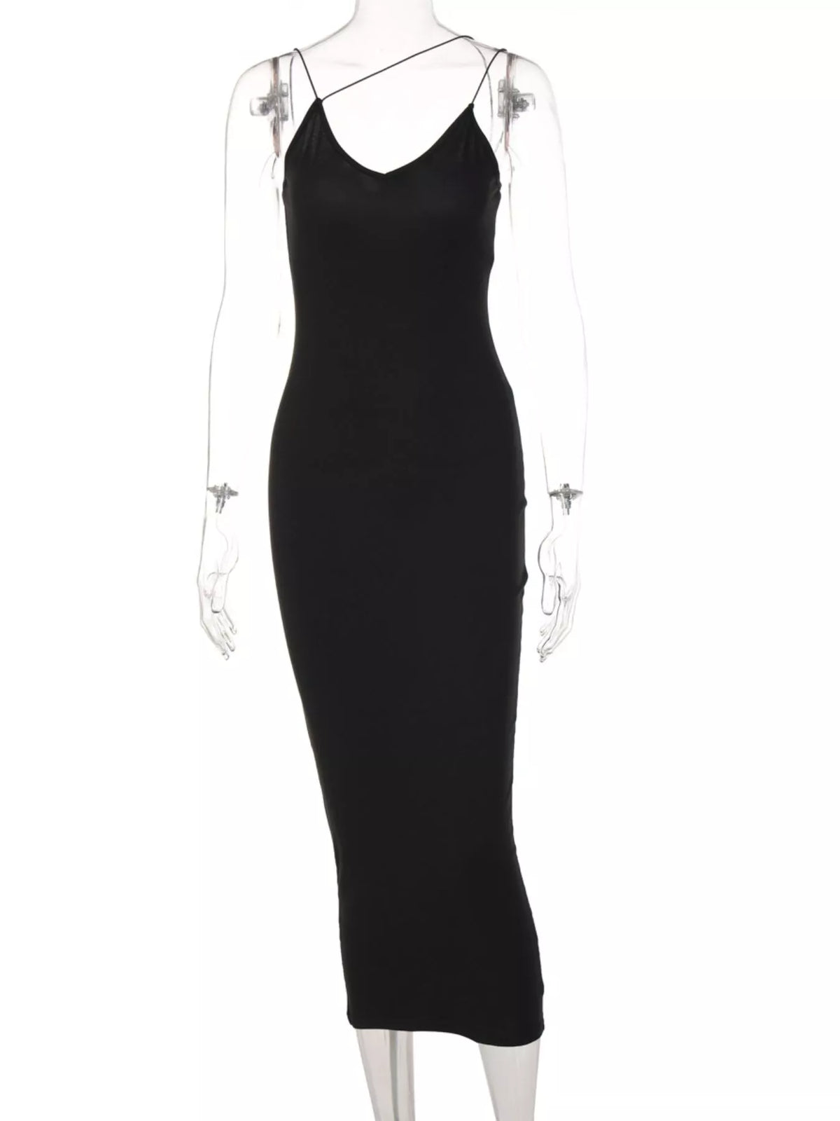 The Afterhours Asymmetric-Strap Midi Dress