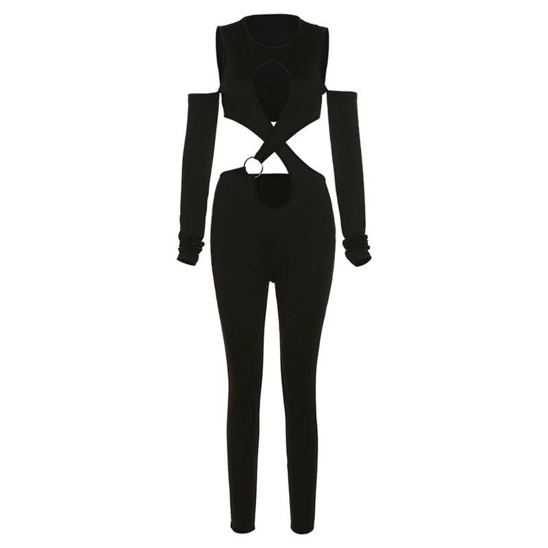 The Noir Entrance Ring-Detail Cutout Jumpsuit