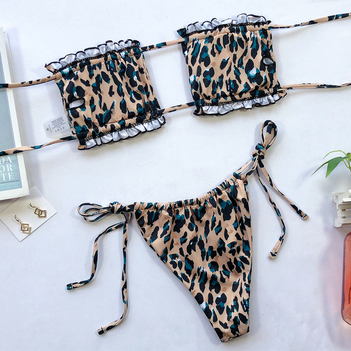 The Frill Trim Ruched Bikini Set