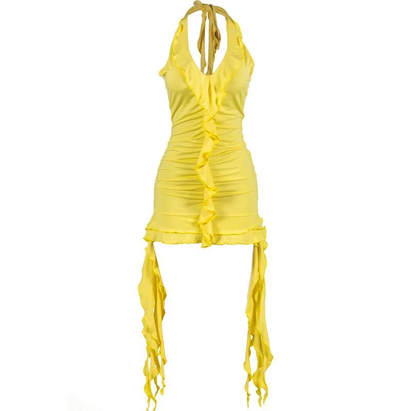 The Ruffle Flirt Plunge Mini Dress