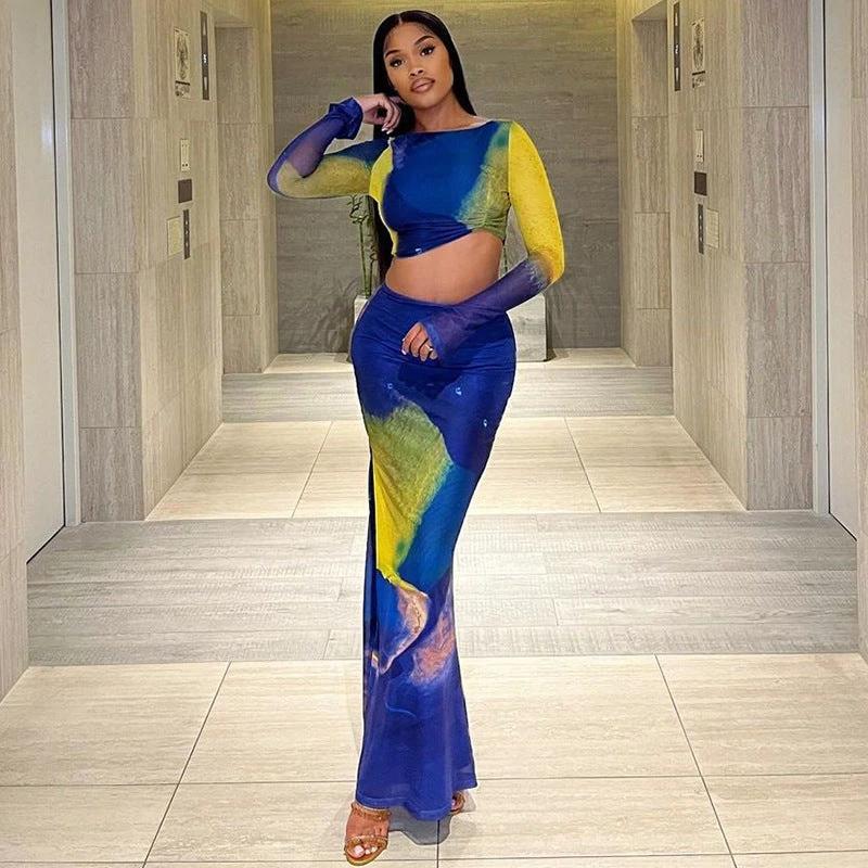 The Gallery Flow Bell-Sleeve Top & Maxi Skirt Set
