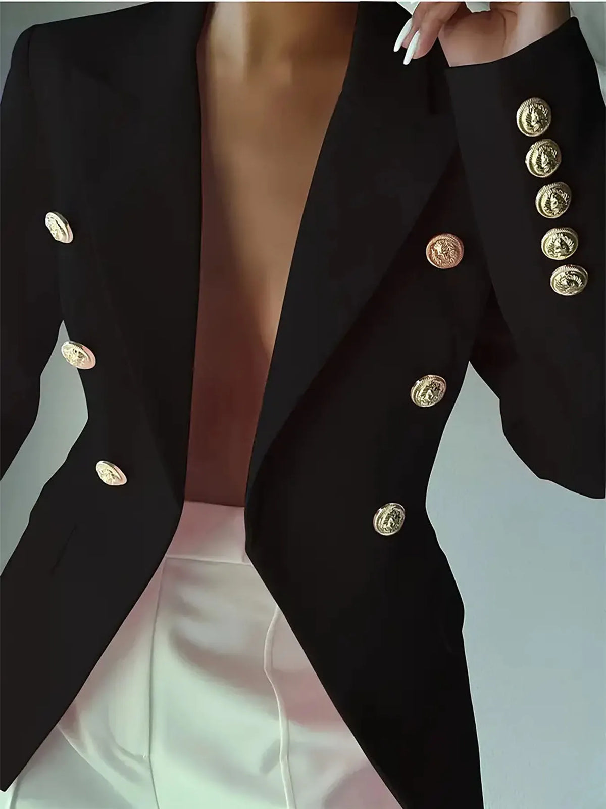 Decor Button Lapel Collar Blazer