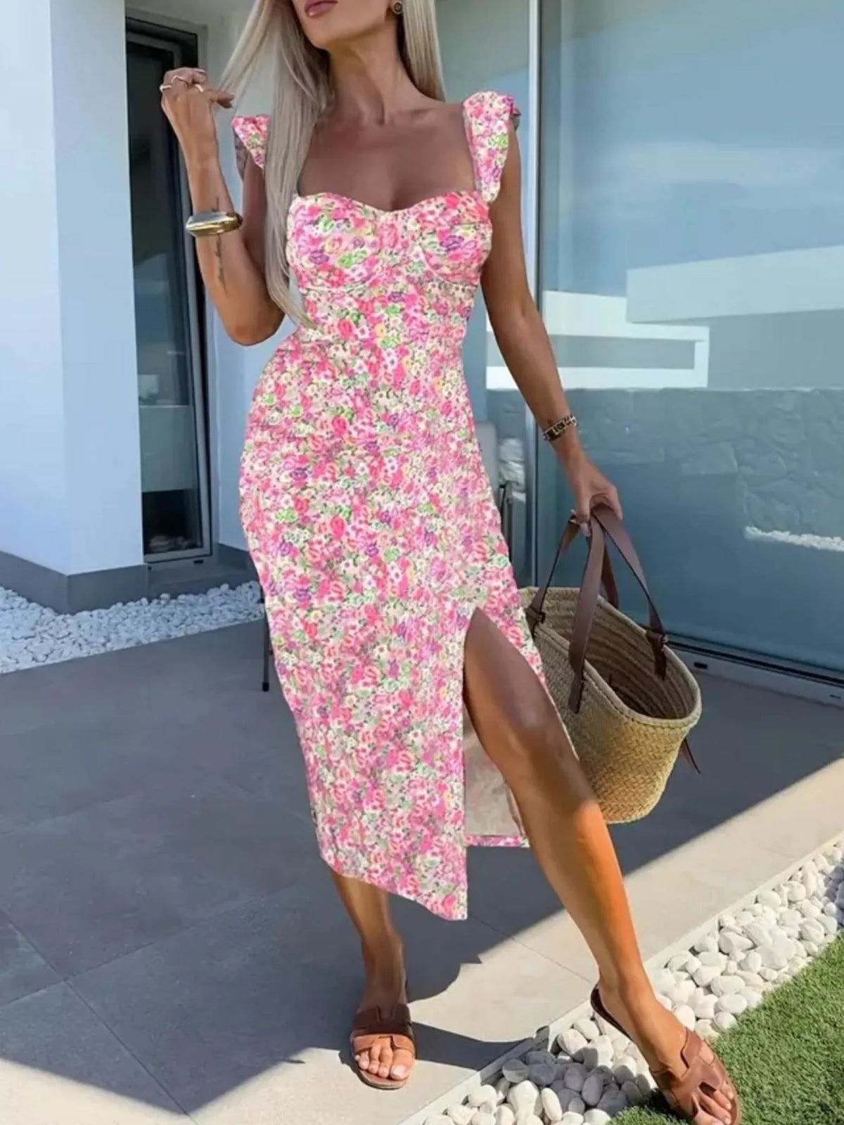The Sweetheart Rendezvous Slit Midi Dress