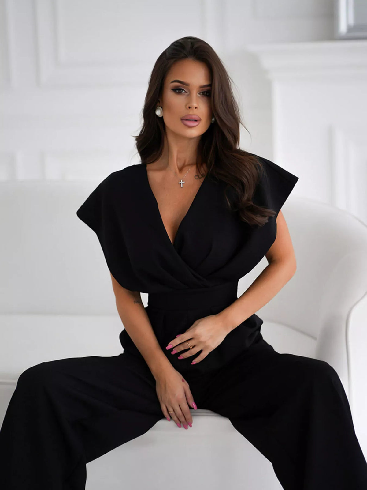 The Grand Social Surplice Wide-Leg Jumpsuit