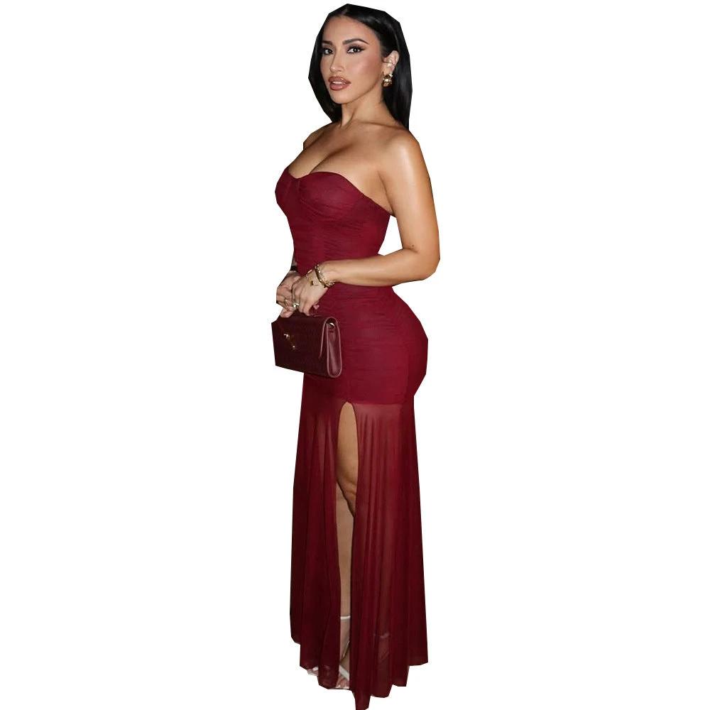 The Rouge Illusion Strapless Mesh Dress