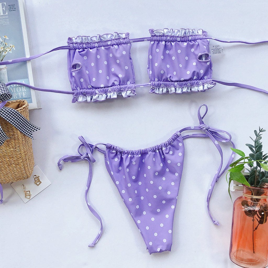 The Frill Trim Ruched Bikini Set