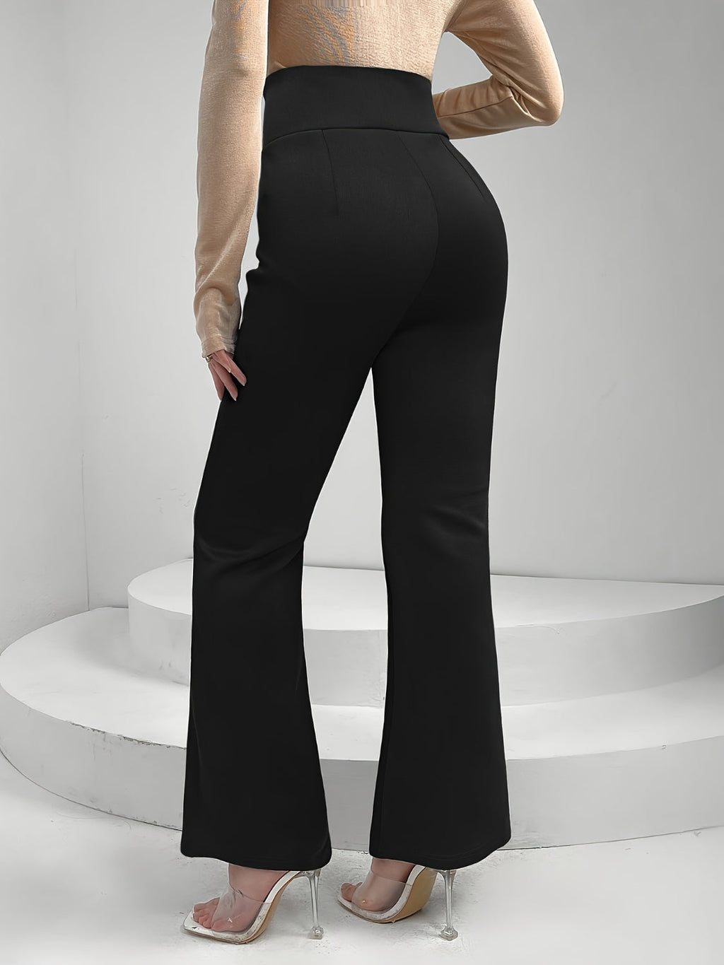 LuxeStyle Lace Up Slit Bootcut Pants – Stylish Crisscross Design See size chart under “more details”