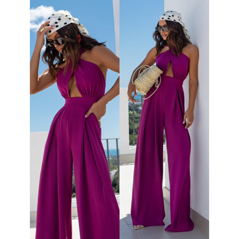 The Evening Social Halter Wide-Leg Jumpsuit