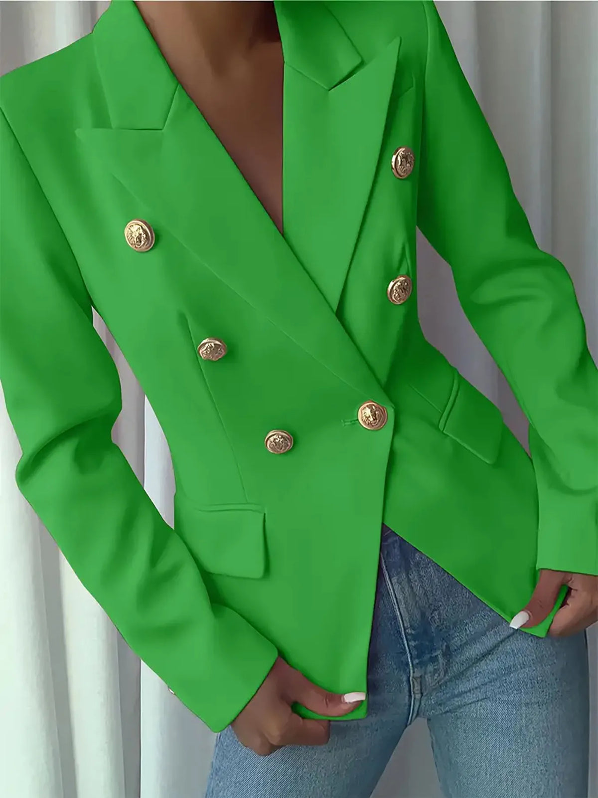 Decor Button Lapel Collar Blazer